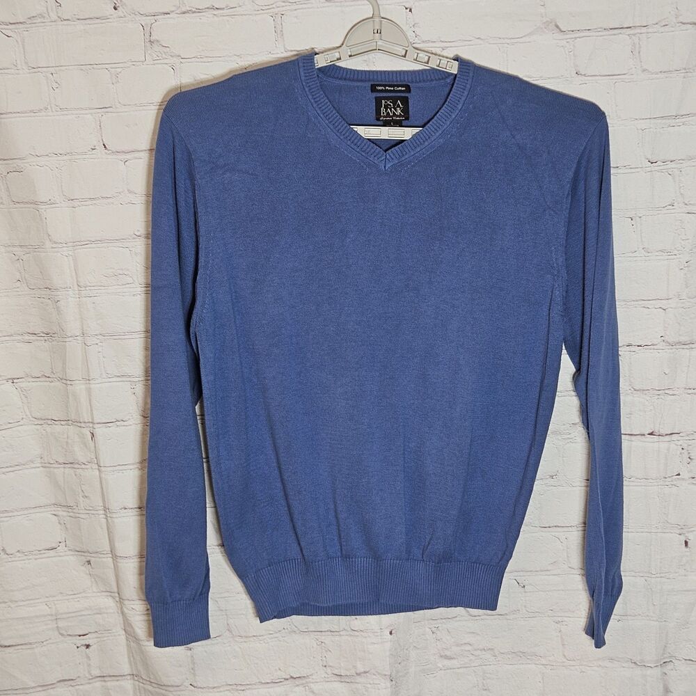 Jos. A. Bank Signature Collection Pima Cotton V-Neck Sweater Blue Men's Size L